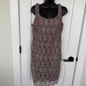 Chic Lace Sleeveless  Dress - Taupe